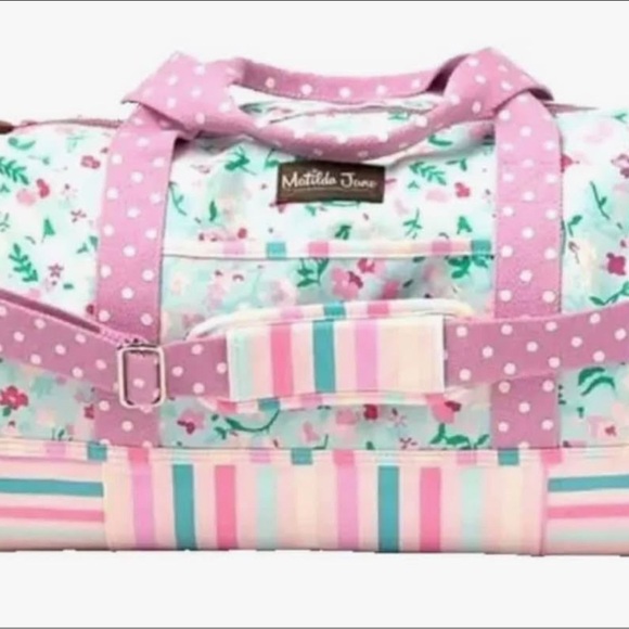 Matilda Jane Handbags - Matilda Jane Pink Floral and Striped Travel Bag